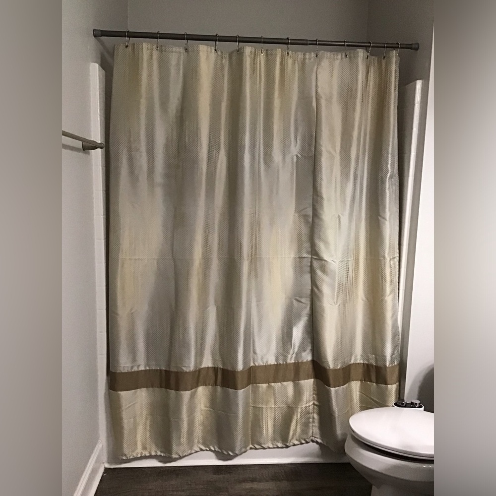 Cream and Tan Shower Curtain - never used